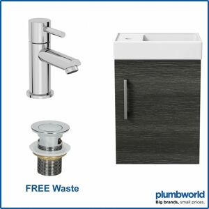 Aurora - 400mm Bathroom Basin Vanity Unit Wall Hung Charcoal Round Mixer Tap free Waste - Grey Aurora - 400mm Bathroom Basin Vanity Unit Wall Hung Charcoal Round Mixer Tap free Waste - Grey