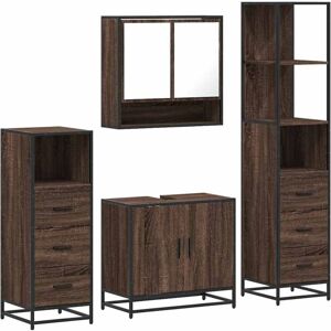 Vidaxl - 4 Piece Bathroom Furniture Set Brown Oak Engineered Wood Vidaxl - 4 Piece Bathroom Furniture Set Brown Oak Engineered Wood