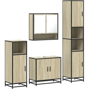 Vidaxl - 4 Piece Bathroom Furniture Set Sonoma Oak Engineered Wood Vidaxl - 4 Piece Bathroom Furniture Set Sonoma Oak Engineered Wood
