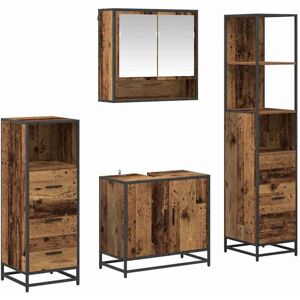 Bathroom Furniture Set with Door 4 pcs Old wood Engineered wood vidaXL Bathroom Furniture Set with Door 4 pcs Old wood Engineered wood vidaXL