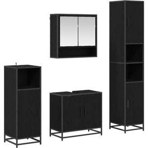 Bathroom Furniture Set 4 pcs Black Oak Engineered Wood vidaXL Bathroom Furniture Set 4 pcs Black Oak Engineered Wood vidaXL