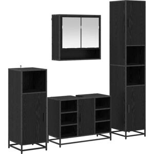 Bathroom Furniture Set 4 pcs Black Oak Engineered Wood vidaXL Bathroom Furniture Set 4 pcs Black Oak Engineered Wood vidaXL
