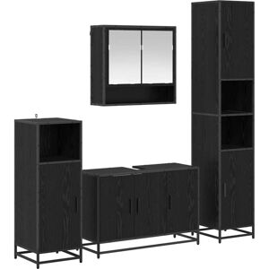Bathroom Furniture Set 4 pcs Black Oak Engineered Wood vidaXL Bathroom Furniture Set 4 pcs Black Oak Engineered Wood vidaXL