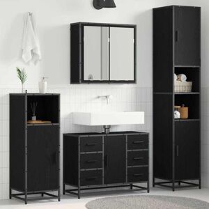 Bathroom Furniture Set 4 pcs Black Oak Engineered Wood vidaXL Bathroom Furniture Set 4 pcs Black Oak Engineered Wood vidaXL
