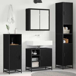Bathroom Furniture Set 4 pcs Black Oak Engineered Wood vidaXL Bathroom Furniture Set 4 pcs Black Oak Engineered Wood vidaXL