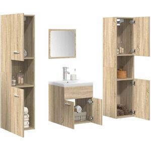 5 Piece Bathroom Furniture Set Sonoma Oak Engineered Wood vidaXL 5 Piece Bathroom Furniture Set Sonoma Oak Engineered Wood vidaXL
