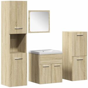 5 Piece Bathroom Furniture Set Sonoma Oak Engineered Wood vidaXL 5 Piece Bathroom Furniture Set Sonoma Oak Engineered Wood vidaXL