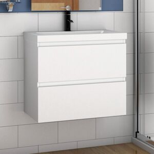 Acezanble - 500mm Modern Storage Vanity Unit Basin Wall Hung with 1 Tap Hole,2 Soft Closing Drawers Matte White Bathroom Furniture Flat Pack Acezanble - 500mm Modern Storage Vanity Unit Basin Wall Hung with 1 Tap Hole,2 Soft Closing Drawers Matte White Bathroom Furniture Flat Pack