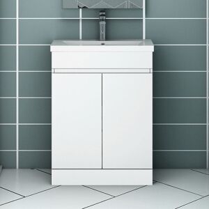 Aica Sanitaire - Bathroom Vanity Unit with Basin Storage Cabinets Flat Pack - 500mm Matt White + Floor Standing Aica Sanitaire - Bathroom Vanity Unit with Basin Storage Cabinets Flat Pack - 500mm Matt White + Floor Standing