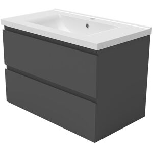 AICA SANITAIRE Bathroom Vanity Unit with Basin Storage Cabinets Flat Pack - 800mm Matt Grey + Wall Hung AICA SANITAIRE Bathroom Vanity Unit with Basin Storage Cabinets Flat Pack - 800mm Matt Grey + Wall Hung