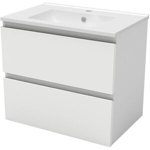 Aica Sanitaire - Bathroom Vanity Unit with Basin Storage Cabinets Flat Pack - 600mm Matt White + Wall Hung Aica Sanitaire - Bathroom Vanity Unit with Basin Storage Cabinets Flat Pack - 600mm Matt White + Wall Hung