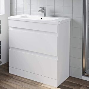 ARTIS White Gloss Bathroom Furniture Vanity Unit with Basin Sink Cabinet Storage 800mm Drawer ARTIS White Gloss Bathroom Furniture Vanity Unit with Basin Sink Cabinet Storage 800mm Drawer