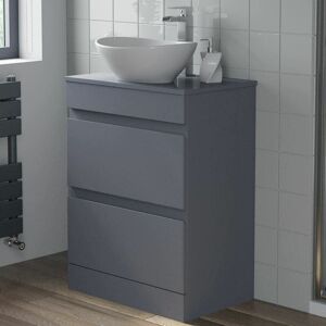 ARTIS Bathroom Grey Gloss Vanity Unit Countertop Wash Basin 600mm with 410mm Oval Basin ARTIS Bathroom Grey Gloss Vanity Unit Countertop Wash Basin 600mm with 410mm Oval Basin
