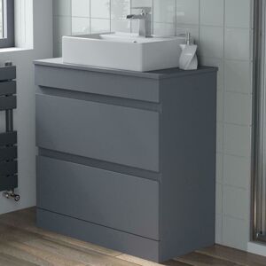 ARTIS Bathroom Grey Gloss Vanity Unit Countertop Wash Basin 800mm with 505mm Rectangular Basin ARTIS Bathroom Grey Gloss Vanity Unit Countertop Wash Basin 800mm with 505mm Rectangular Basin