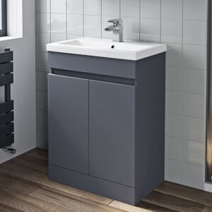 ARTIS Grey Gloss Bathroom Furniture Vanity Unit with Basin Sink Cabinet Storage 600mm Door ARTIS Grey Gloss Bathroom Furniture Vanity Unit with Basin Sink Cabinet Storage 600mm Door