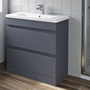 Artis - Grey Gloss Bathroom Furniture Vanity Unit with Basin Sink Cabinet Storage 800mm Drawer Artis - Grey Gloss Bathroom Furniture Vanity Unit with Basin Sink Cabinet Storage 800mm Drawer