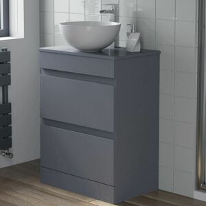 Artis - 600mm Bathroom Vanity Unit Countertop Round Basin Floor Standing Gloss Grey Artis - 600mm Bathroom Vanity Unit Countertop Round Basin Floor Standing Gloss Grey