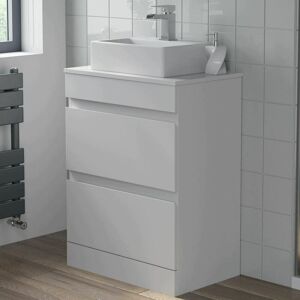 Artis - Countertop Vanity Unit & Basin Floor Standing Bathroom Furniture Drawer White Gloss 600mm with 400mm Rectangular Basin Artis - Countertop Vanity Unit & Basin Floor Standing Bathroom Furniture Drawer White Gloss 600mm with 400mm Rectangular Basin