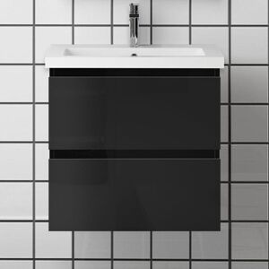 BIUBIUBATH 500mm Vanity Unit with Basin Wall Hung High Gloss Grey Storage Cabinet 2 Drawers BIUBIUBATH 500mm Vanity Unit with Basin Wall Hung High Gloss Grey Storage Cabinet 2 Drawers