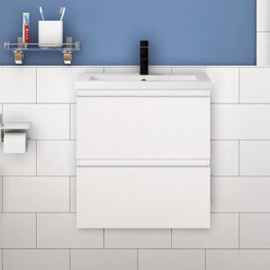 BIUBIUBATH 500mm Vanity Unit with Basin Wall Hung High Gloss White Storage Cabinet 2 Drawers BIUBIUBATH 500mm Vanity Unit with Basin Wall Hung High Gloss White Storage Cabinet 2 Drawers