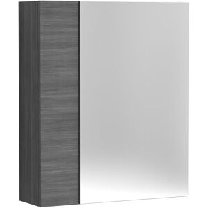 Hudson Reed - Fusion Mirrored Bathroom Cabinet (75/25) 600mm Wide - Anthracite Woodgrain Hudson Reed - Fusion Mirrored Bathroom Cabinet (75/25) 600mm Wide - Anthracite Woodgrain