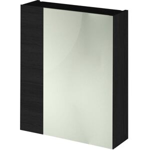 Hudson Reed - Fusion Mirrored Bathroom Cabinet (75/25) 600mm Wide - Charcoal Black Hudson Reed - Fusion Mirrored Bathroom Cabinet (75/25) 600mm Wide - Charcoal Black