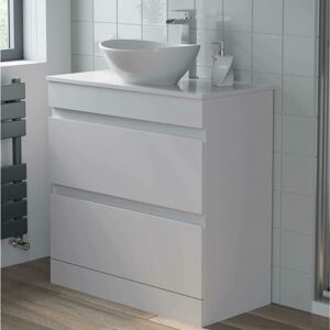 AQUARI Countertop Vanity Unit & Basin Floor Standing Bathroom Furniture Drawer White Gloss 800mm with 410mm Oval Basin AQUARI Countertop Vanity Unit & Basin Floor Standing Bathroom Furniture Drawer White Gloss 800mm with 410mm Oval Basin