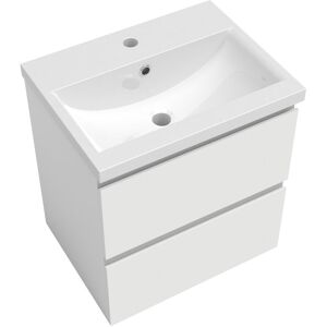 AICA SANITAIRE Bathroom Sink Unit with Basin White 2 Soft Close Drawers Wall Mounted Bathroom Suite with Vanity Unit - 500mm Matt White (Type A) AICA SANITAIRE Bathroom Sink Unit with Basin White 2 Soft Close Drawers Wall Mounted Bathroom Suite with Vanity Unit - 500mm Matt White (Type A)