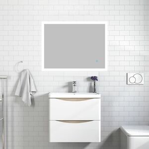 600mm Bathroom Vanity Unit with Basin Cloakroom Sink Unit Wall Hung Two Drawers Oak - Acezanble 600mm Bathroom Vanity Unit with Basin Cloakroom Sink Unit Wall Hung Two Drawers Oak - Acezanble