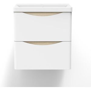 Acezanble - 500mm Bathroom Wall Hung Vanity Unit Wash Basin Base Cabinet Two Drawers Storage Acezanble - 500mm Bathroom Wall Hung Vanity Unit Wash Basin Base Cabinet Two Drawers Storage