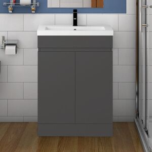 500mm Bathroom Vanity Units with Basin Cabinet Storage Sink Unit Floor Cabinet with 2 Doors Grey - Acezanble 500mm Bathroom Vanity Units with Basin Cabinet Storage Sink Unit Floor Cabinet with 2 Doors Grey - Acezanble