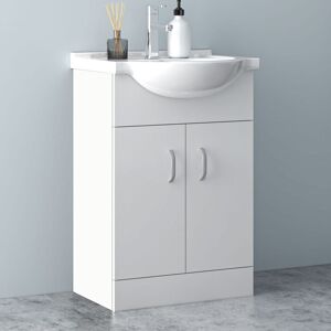 Acezanble - Bathroom Vanity Unit Basin Sink Cabinet Gloss White Soft Close Door Hinges Ceramic Storage Furniture - 650mm Acezanble - Bathroom Vanity Unit Basin Sink Cabinet Gloss White Soft Close Door Hinges Ceramic Storage Furniture - 650mm