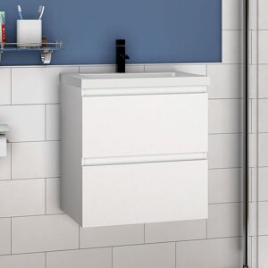 Acezanble - Bathroom Vanity Unit with Basin 500mm Wall Hung Base Cabinet Two Drawers Storage White Acezanble - Bathroom Vanity Unit with Basin 500mm Wall Hung Base Cabinet Two Drawers Storage White