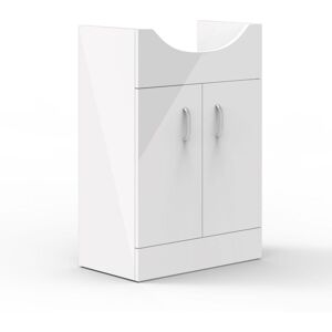 Acezanble - Under Sink Bathroom Storage Cabinet High Gloss White Vanity Unit Free Standing Furniture Cupboard with 2 Doors, Shelf and Handles, Acezanble - Under Sink Bathroom Storage Cabinet High Gloss White Vanity Unit Free Standing Furniture Cupboard with 2 Doors, Shelf and Handles,