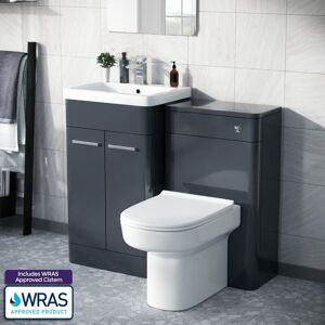 NES HOME Afern 500mm Vanity Basin Unit, WC Unit & Chem Back To Wall Toilet Anthracite NES HOME Afern 500mm Vanity Basin Unit, WC Unit & Chem Back To Wall Toilet Anthracite