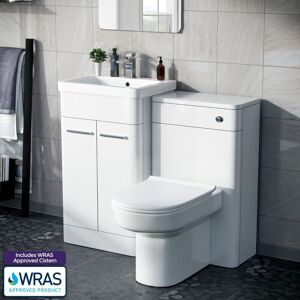 NES HOME Afern 500mm Vanity Basin Unit, WC Unit & Chem Back To Wall Toilet White NES HOME Afern 500mm Vanity Basin Unit, WC Unit & Chem Back To Wall Toilet White