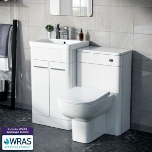 NES HOME Afern 500mm Vanity Basin Unit, WC Unit & Debra Back To Wall Toilet White NES HOME Afern 500mm Vanity Basin Unit, WC Unit & Debra Back To Wall Toilet White