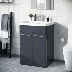 Nes Home - Afern 600mm Vanity Unit Cabinet and Wash Basin Anthracite Nes Home - Afern 600mm Vanity Unit Cabinet and Wash Basin Anthracite