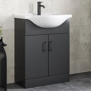 Alpine - Black Bathroom Furniture Vanity Unit with Basin 650mm Alpine - Black Bathroom Furniture Vanity Unit with Basin 650mm