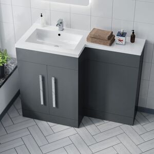 NES HOME Aric 1100mm LH Grey Bathroom Basin Combination Vanity Unit NES HOME Aric 1100mm LH Grey Bathroom Basin Combination Vanity Unit