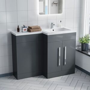 Nes Home - Aric 1100mm rh Grey Bathroom Basin Combination Vanity Unit Nes Home - Aric 1100mm rh Grey Bathroom Basin Combination Vanity Unit