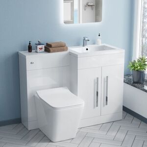 NES HOME Aric rh 1100mm Vanity Basin Unit, wc Unit & Elora Back To Wall Toilet White NES HOME Aric rh 1100mm Vanity Basin Unit, wc Unit & Elora Back To Wall Toilet White
