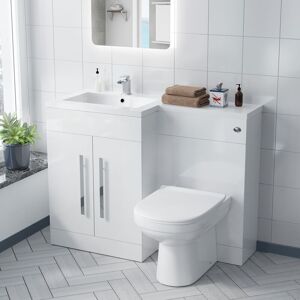 NES HOME Aric lh 1100mm Vanity Basin Unit, wc Unit & Elso Back To Wall Toilet White NES HOME Aric lh 1100mm Vanity Basin Unit, wc Unit & Elso Back To Wall Toilet White