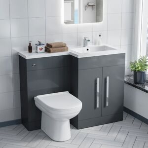 NES HOME Aric rh 1100mm Vanity Basin Unit, wc Unit & Elso Back To Wall Toilet Grey NES HOME Aric rh 1100mm Vanity Basin Unit, wc Unit & Elso Back To Wall Toilet Grey