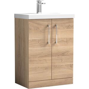 Balterley Level Modern Bathroom Floor Standing 2 Soft Close Door & Mid-Edge Vanity Unit Basin, Bleached Oak, 600mm Balterley Level Modern Bathroom Floor Standing 2 Soft Close Door & Mid-Edge Vanity Unit Basin, Bleached Oak, 600mm