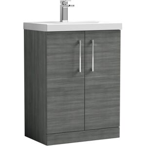 Balterley Level Modern Bathroom Floor Standing 2 Soft Close Door & Mid-Edge Vanity Unit Basin, Anthracite, 600mm Balterley Level Modern Bathroom Floor Standing 2 Soft Close Door & Mid-Edge Vanity Unit Basin, Anthracite, 600mm