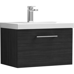 Balterley Level Modern Bathroom 1 Soft Close Drawer Wall Hung Vanity Unit & Thin-Edge Basin, Charcoal Black, 600mm Balterley Level Modern Bathroom 1 Soft Close Drawer Wall Hung Vanity Unit & Thin-Edge Basin, Charcoal Black, 600mm