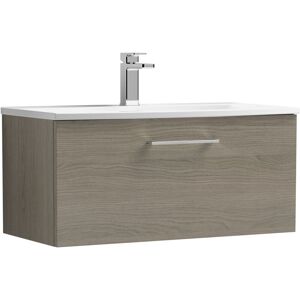 Balterley Level Modern Bathroom Wall Hung 1-Drawer Vanity & Curved Basin, Solace Oak, 800mm Balterley Level Modern Bathroom Wall Hung 1-Drawer Vanity & Curved Basin, Solace Oak, 800mm