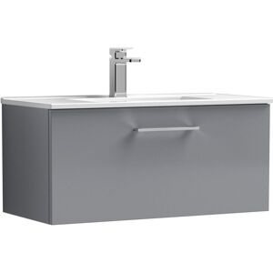 Balterley Level Modern Bathroom 1 Soft Close Drawer & Minimalist Wall Hung Vanity Unit Basin, Satin Grey, 800mm Balterley Level Modern Bathroom 1 Soft Close Drawer & Minimalist Wall Hung Vanity Unit Basin, Satin Grey, 800mm
