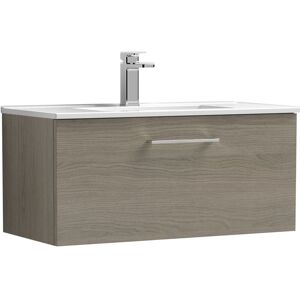 Balterley Level Contemporary Bathroom 1 Soft Close Drawer & Minimalist Wall Hung Vanity Unit Basin, Solace Oak, 800mm Balterley Level Contemporary Bathroom 1 Soft Close Drawer & Minimalist Wall Hung Vanity Unit Basin, Solace Oak, 800mm
